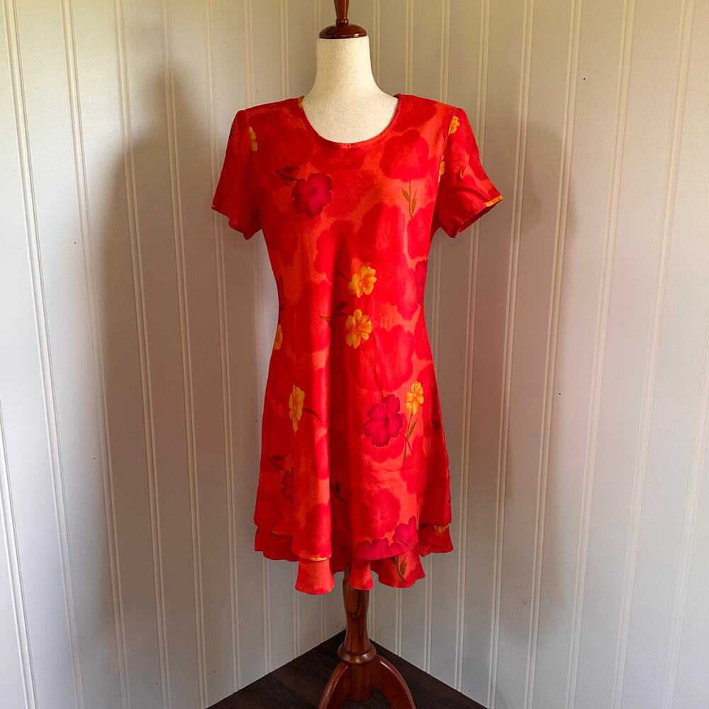 Vintage 90s Twee Floral Mini Dress 10